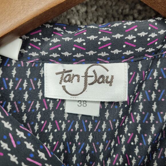 Vintage Purple Blue Dinosaur Print Long Sleeve Novelty Button Up Shirt Size 38 - Picture 3 of 7